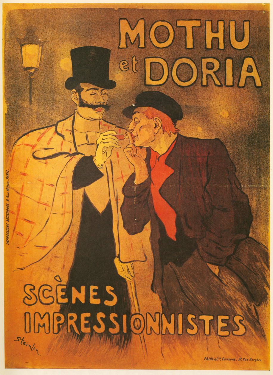 Theophile A. Steinlen: Mothu og Doria. Impressionistiske scener. Frankrig ... (litografi) af Théophile Alexandre Steinlen