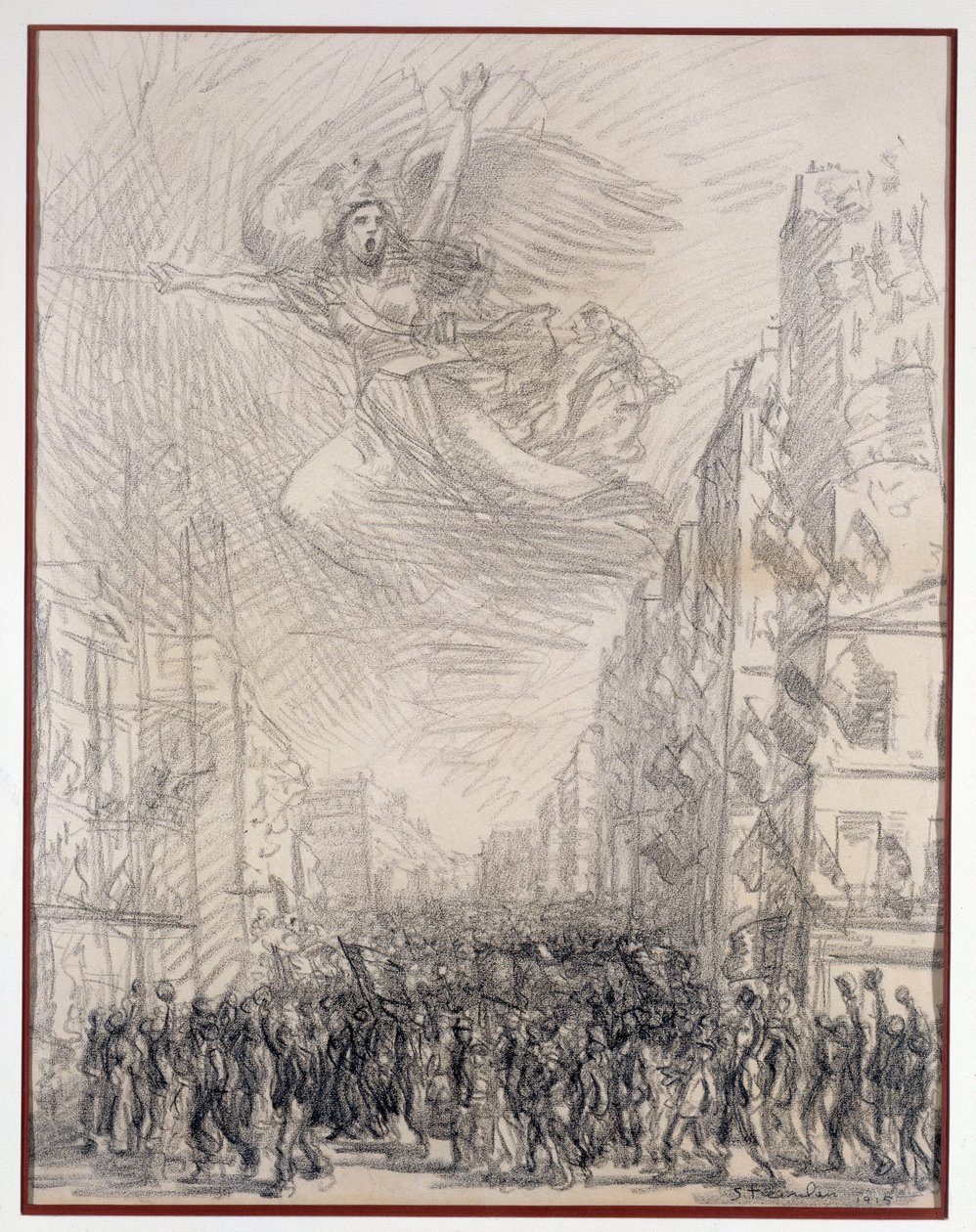 Sejr eller Marseillaise Allegorie. Tegning af Theophile Alexandre Steinlen (1859-1923) 1915 Paris. B.N. af Théophile Alexandre Steinlen