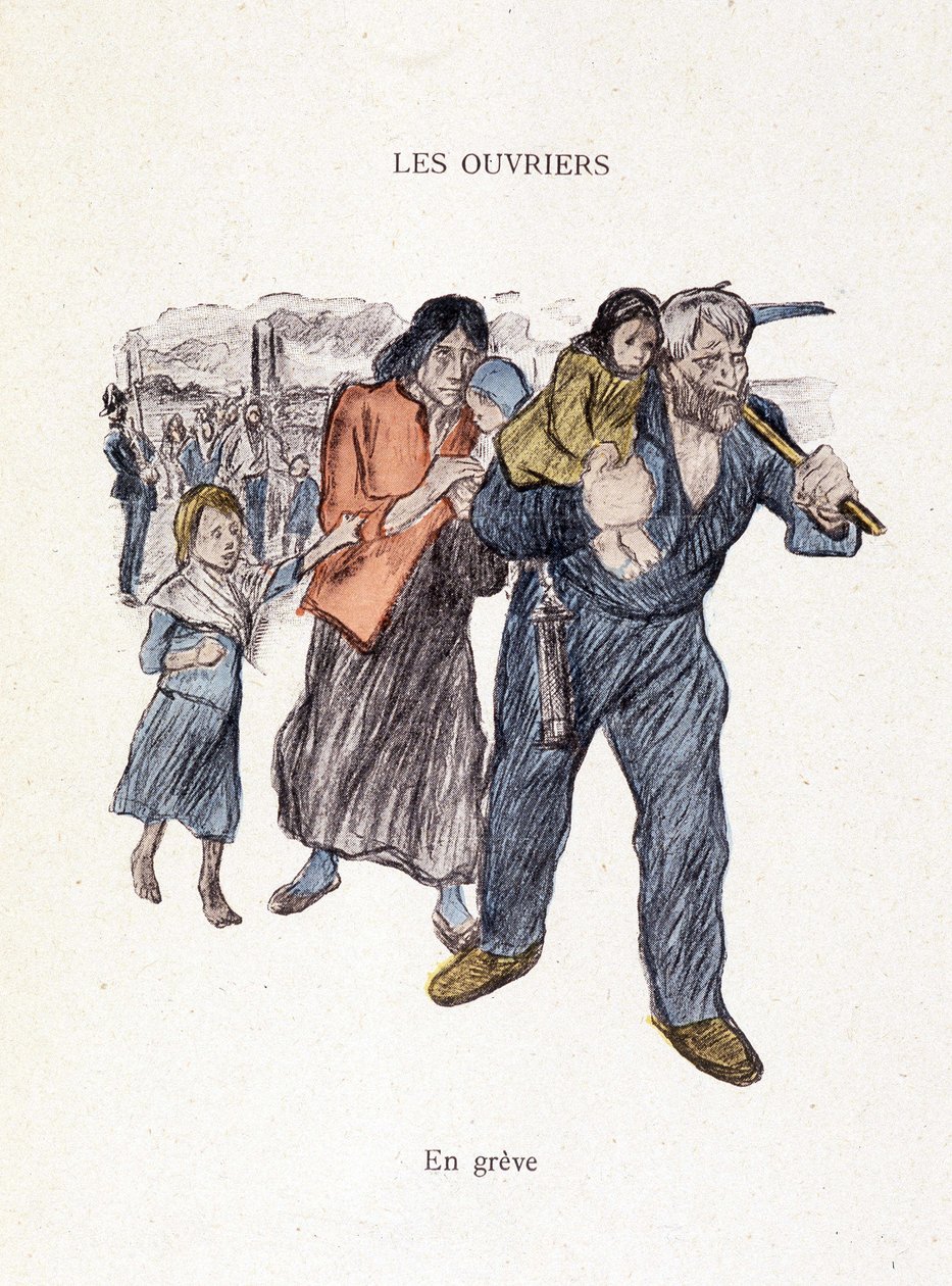 Arbejdere: i strejke i ""In Life"", af Steinlen 1901 af Théophile Alexandre Steinlen