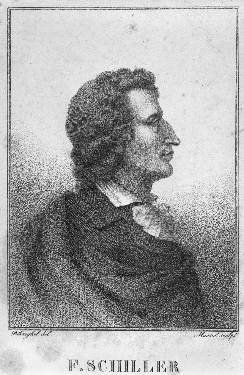 Friedrich Schiller (1759-1805) graveret af Massol (d.1831) (gravering) (bw foto) af Theophile Behaeghel