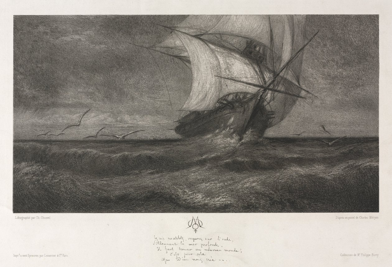 Fantomskibet eller på bølgerne, 1872. af Theophile Narcisse Chauvel