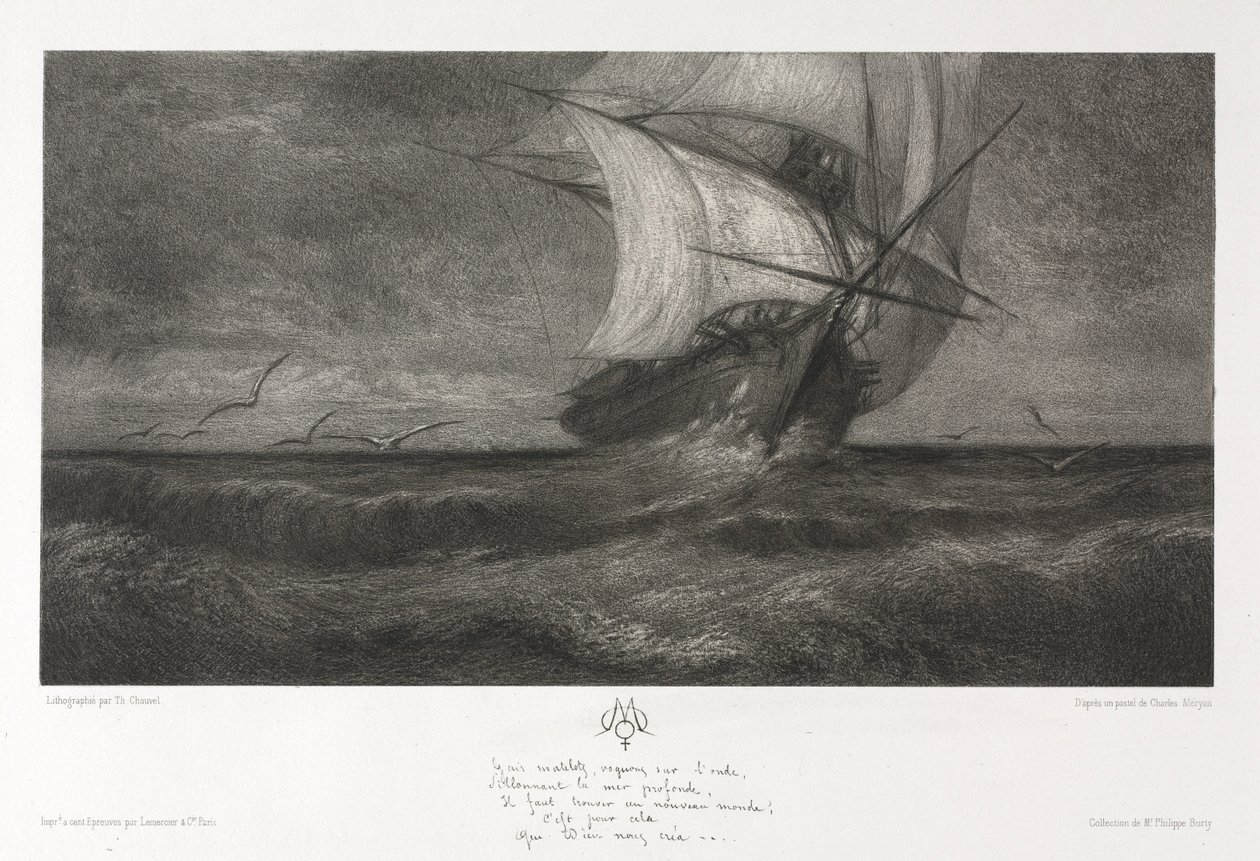 Fantomskibet eller på bølgerne, 1872. af Theophile Narcisse Chauvel