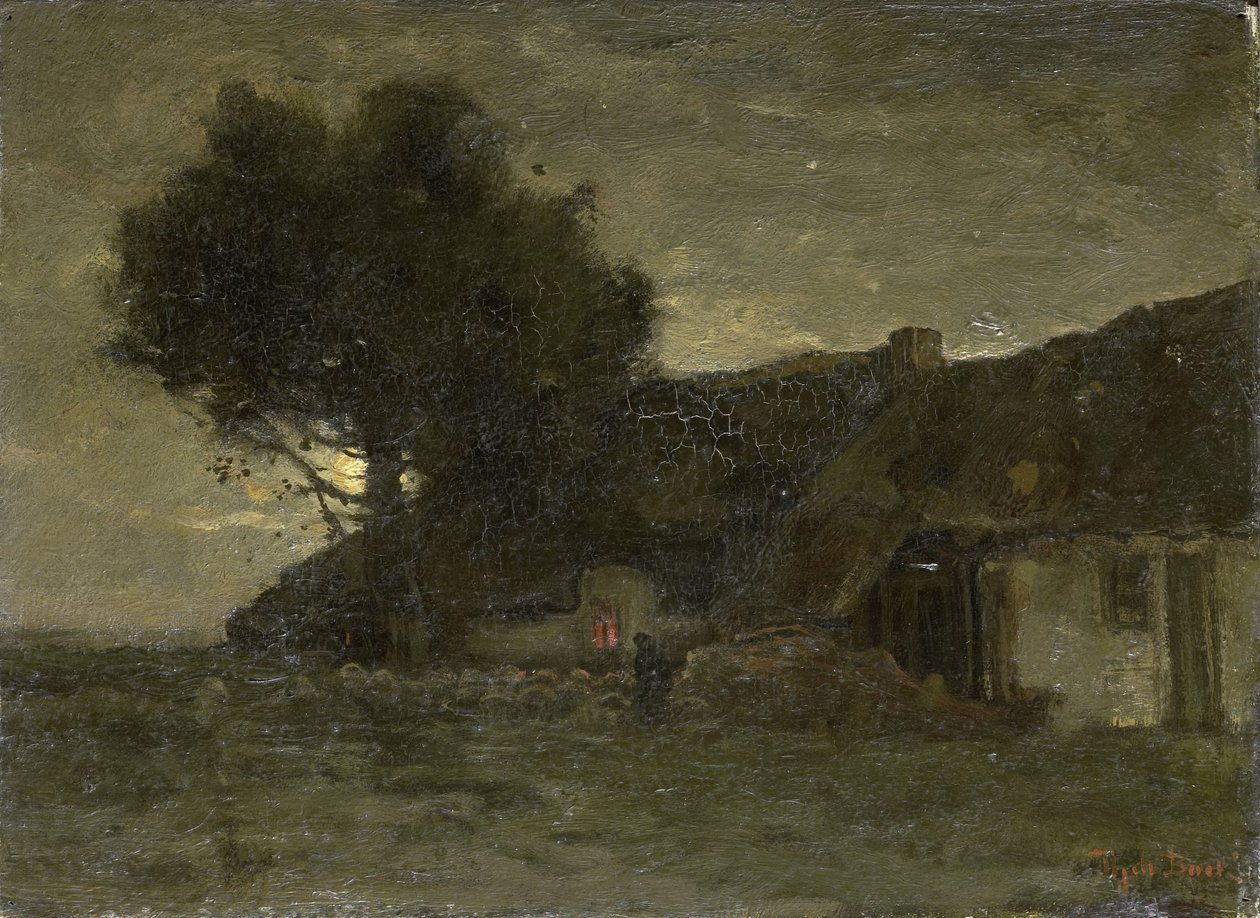 En Fårefold ved Natten af Theophile de Bock