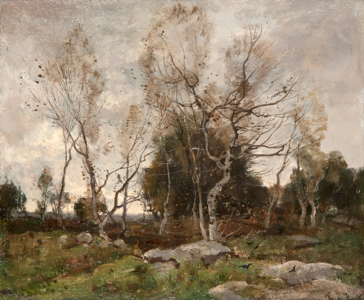 Landskab (olie på lærred) af Theophile de Bock
