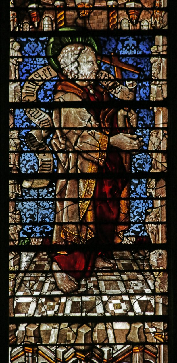 Vindue, der forestiller apostlen Sankt Filip med trosbekendelsesrulle, 1504 (farvet glas) af Thiebaut de Lixheim
