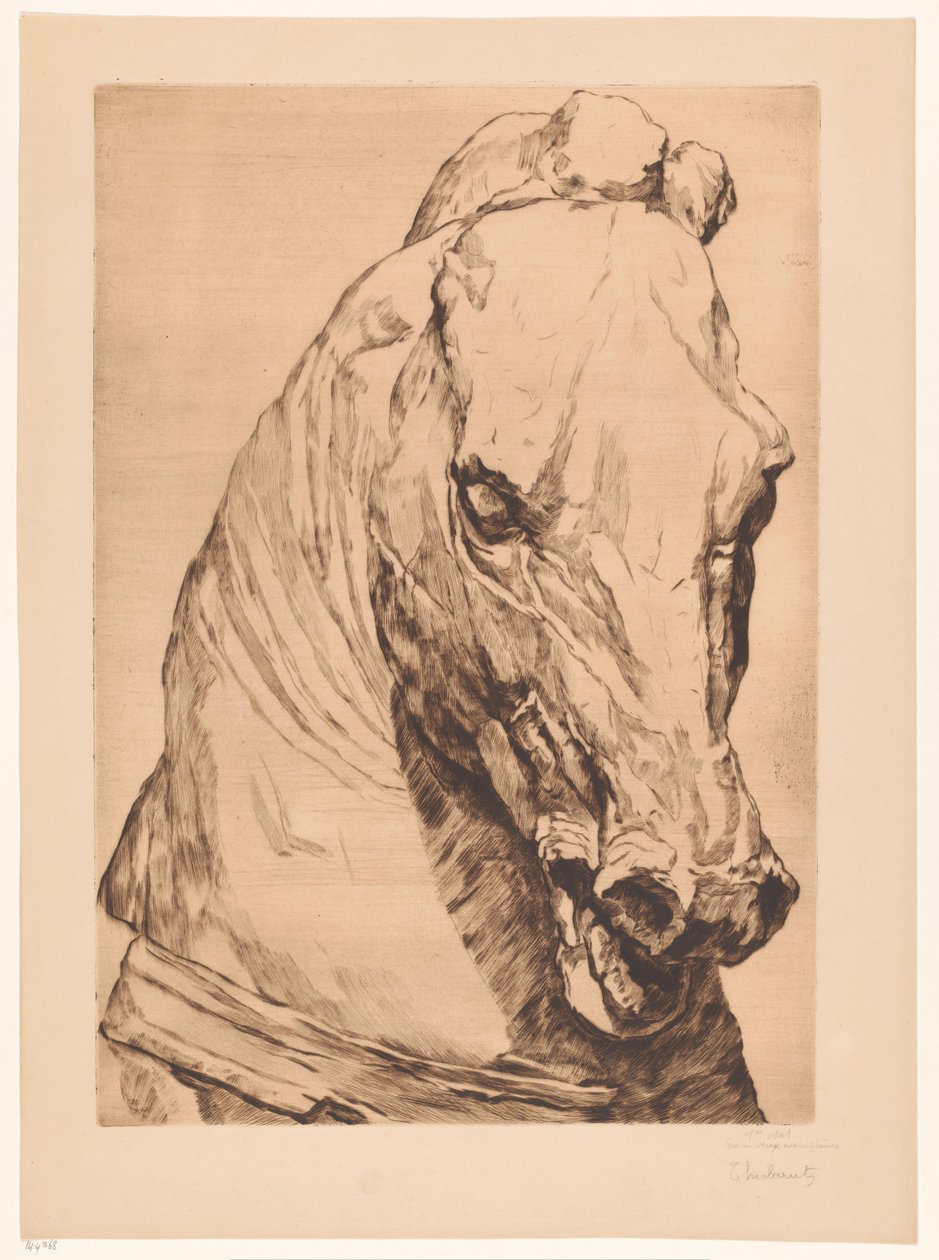 Enhjørning hoved fra en antik statue af Thiebautz (signed by artist)