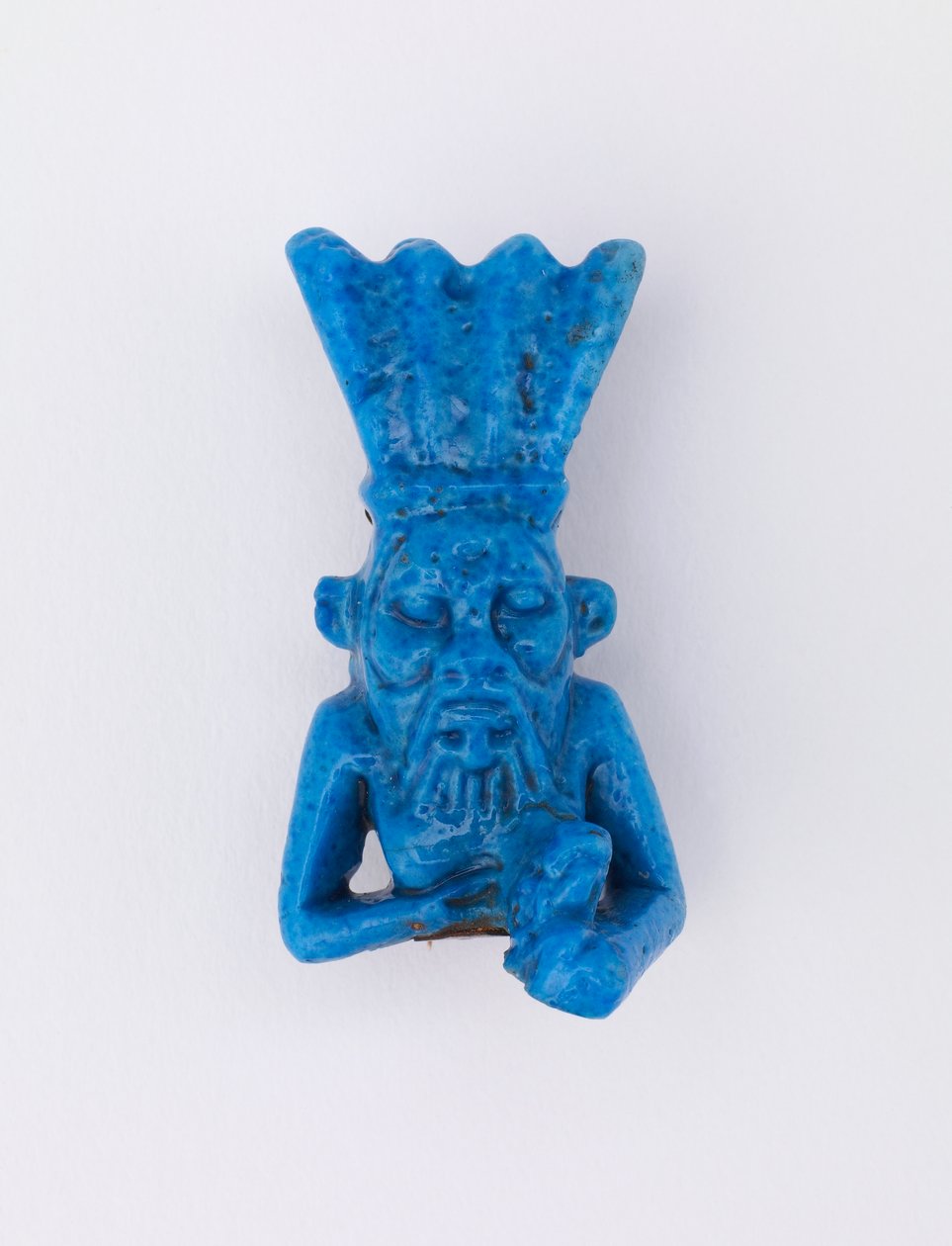 Bes, genmonteret som nål, ca.1075-656 f.Kr. eller senere glaseret fajance af Third Intermediate Period Egyptian