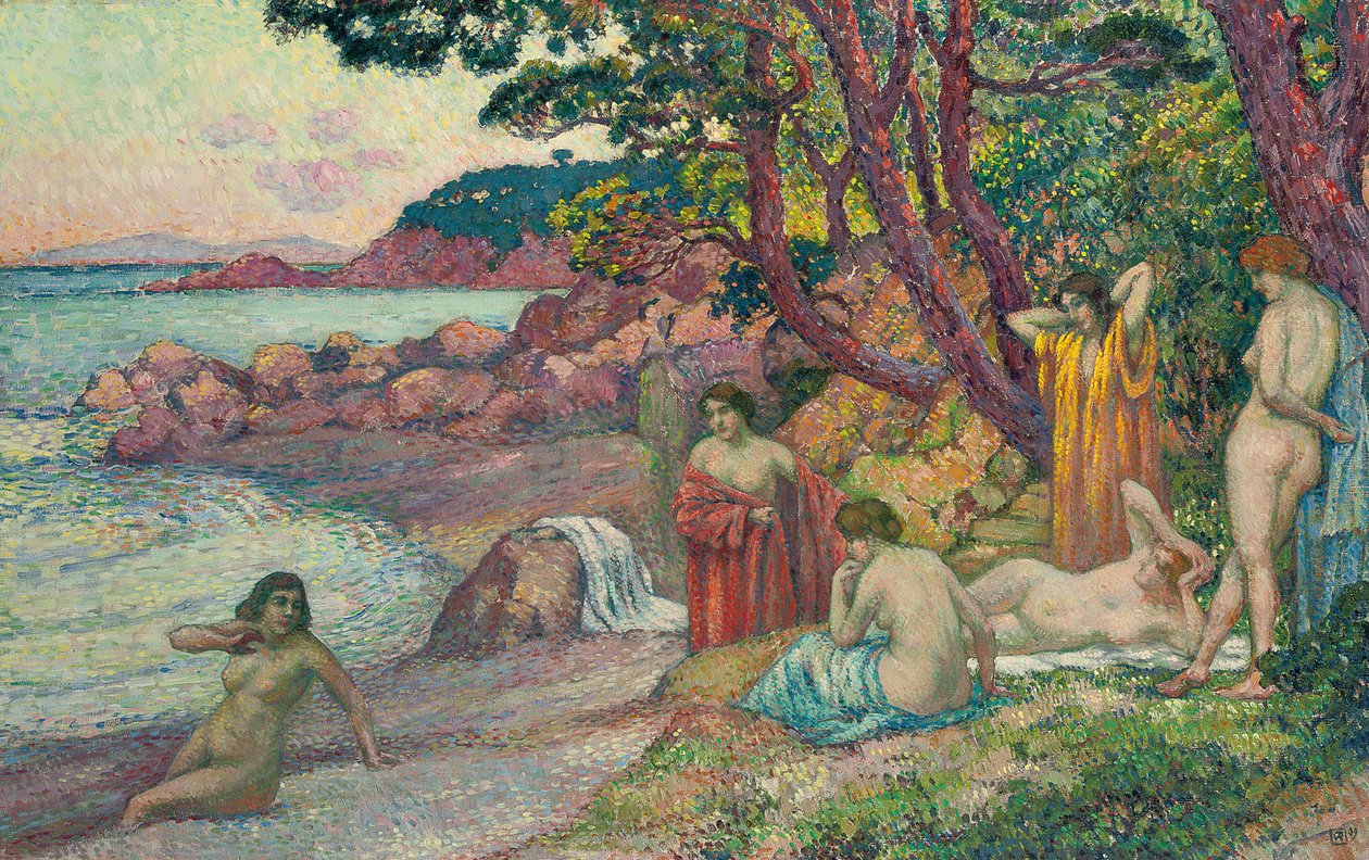 Badende ved Cap Benat, 1909 af Théo van Rysselberghe