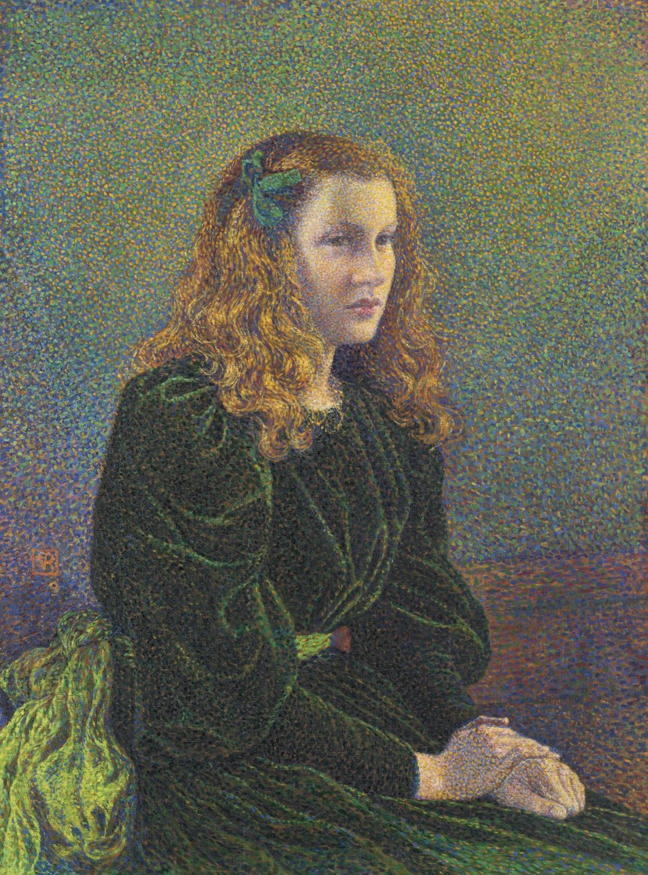Ung kvinde i en grøn kjole Germaine Maréchal, 1893 af Théo van Rysselberghe