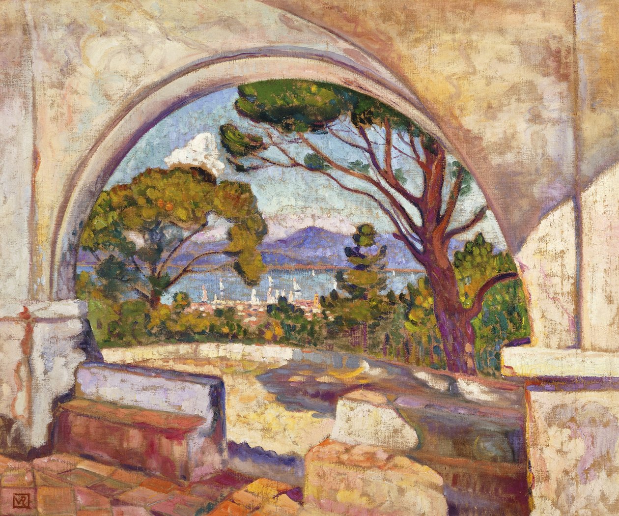 Saint Tropez, Udsigt over St Chapel, c.1920 af Théo van Rysselberghe
