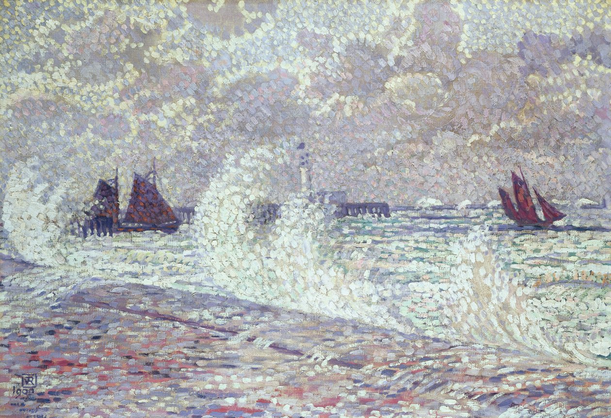 Havet under Equinox, Boulogne-sur-Mer, 1900 af Théo van Rysselberghe