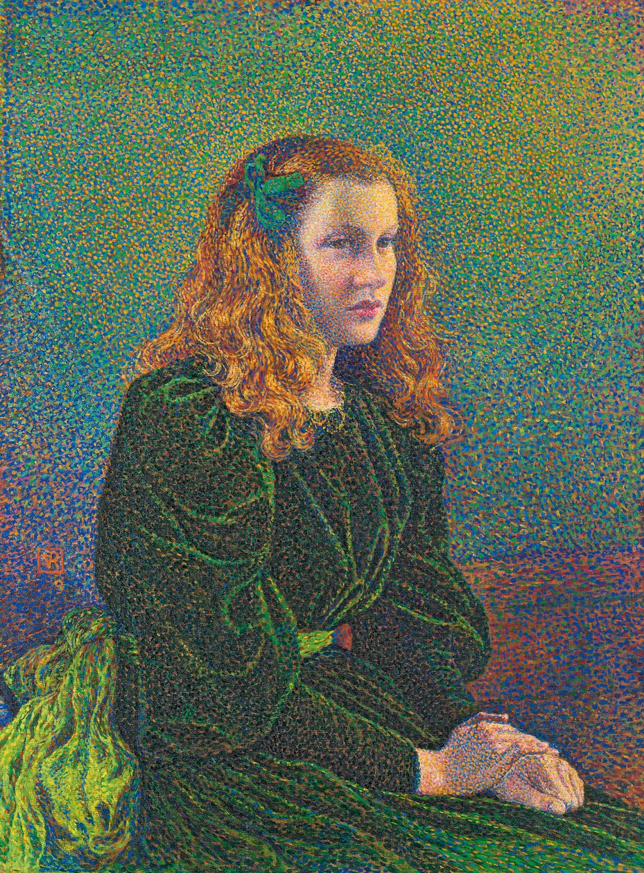 Young Woman in Green Dress, 1893dani af Théo van Rysselberghe