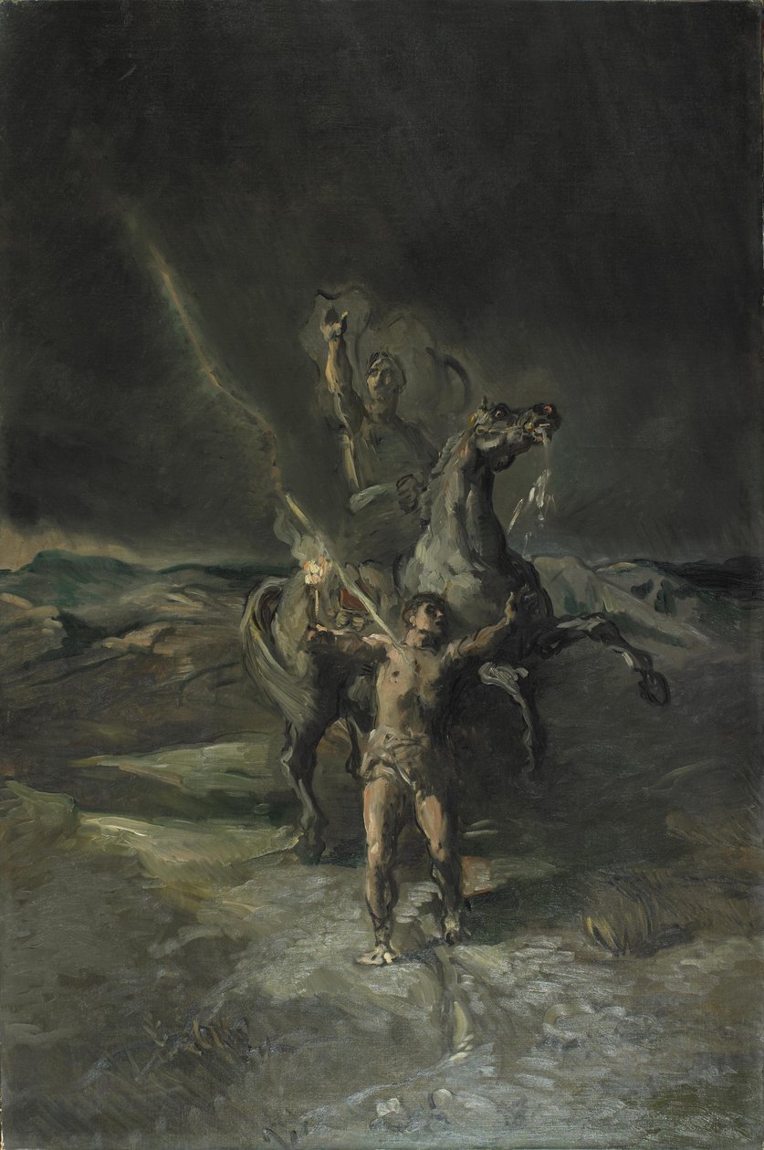 Romersk kejser til hest og hans slave ramt af lyn af Théodore Chassériau
