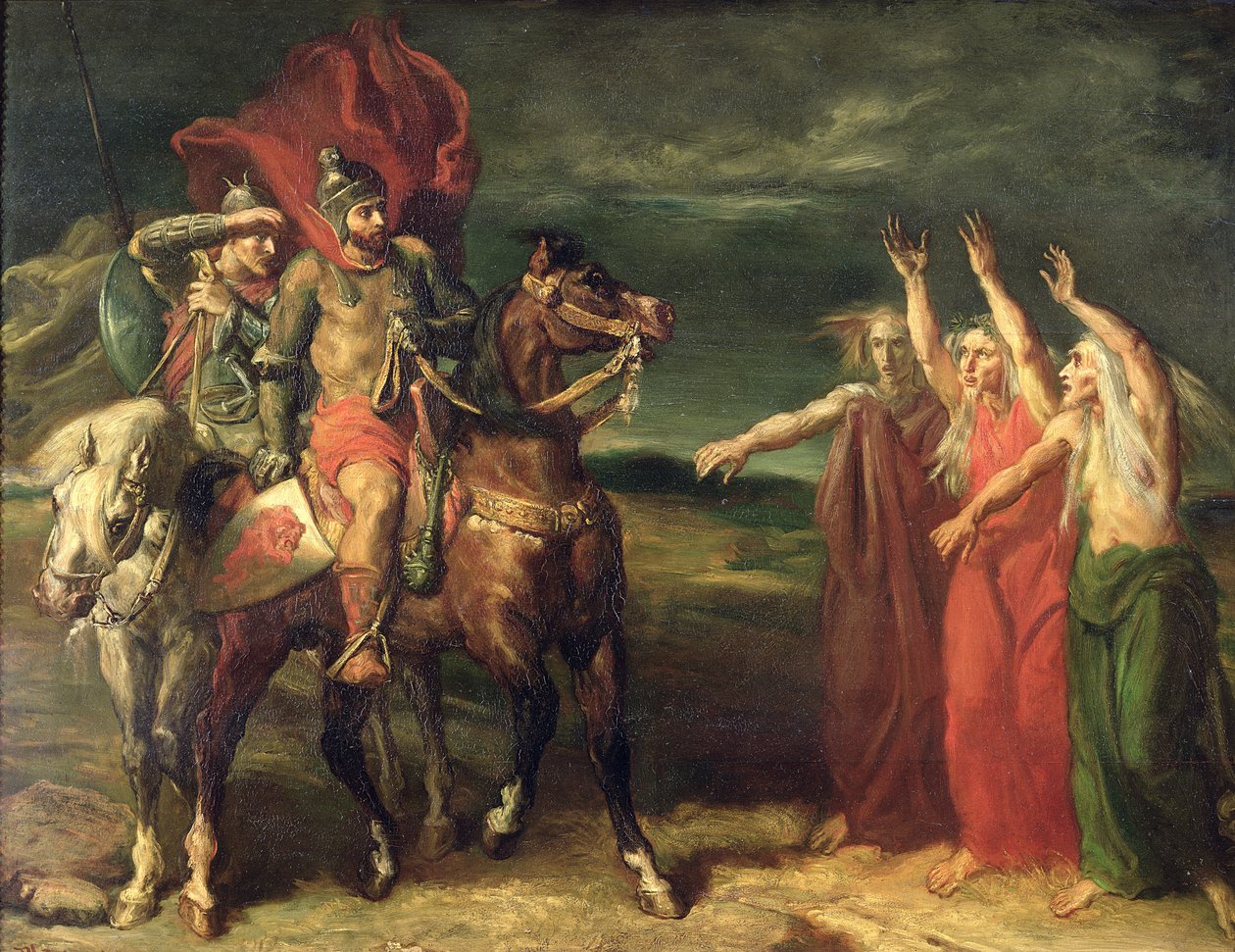 Macbeth og de tre hekse, 1855 af Théodore Chassériau