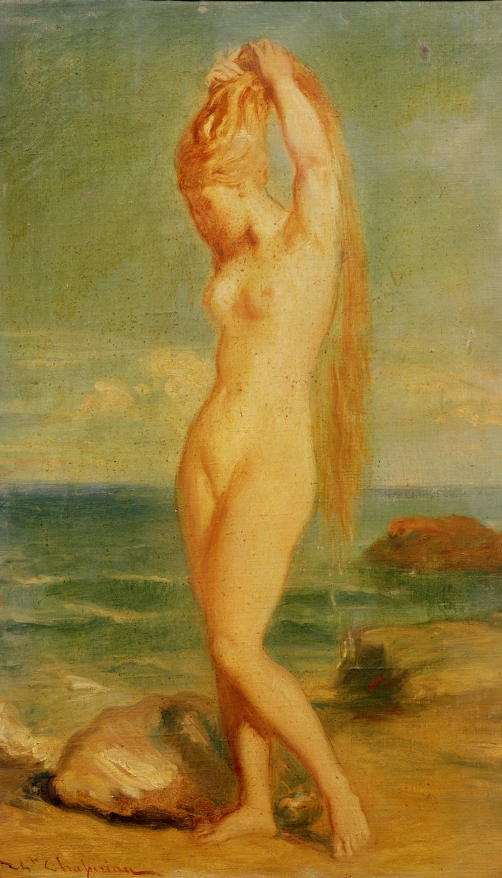 Venus afbildet i et havlandskab (studie), 1839 (olie på studie) af Théodore Chassériau