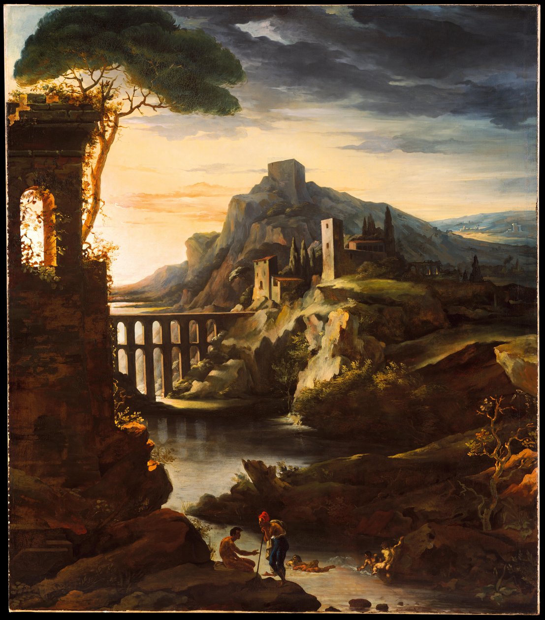 Landskab med en akvedukt af Theodore Gericault