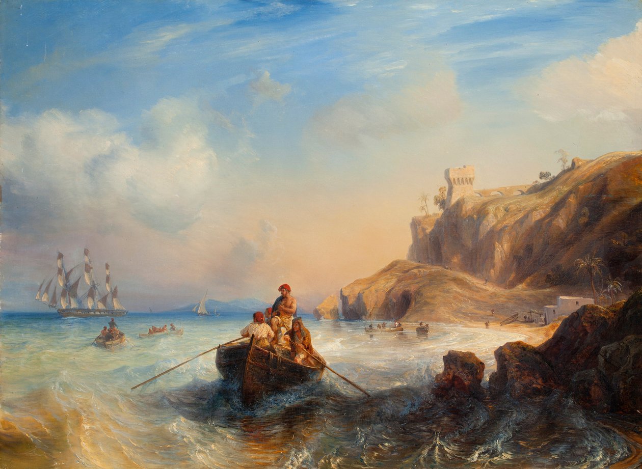 Skibe ved kysten af Jean Antoine Theodore Gudin