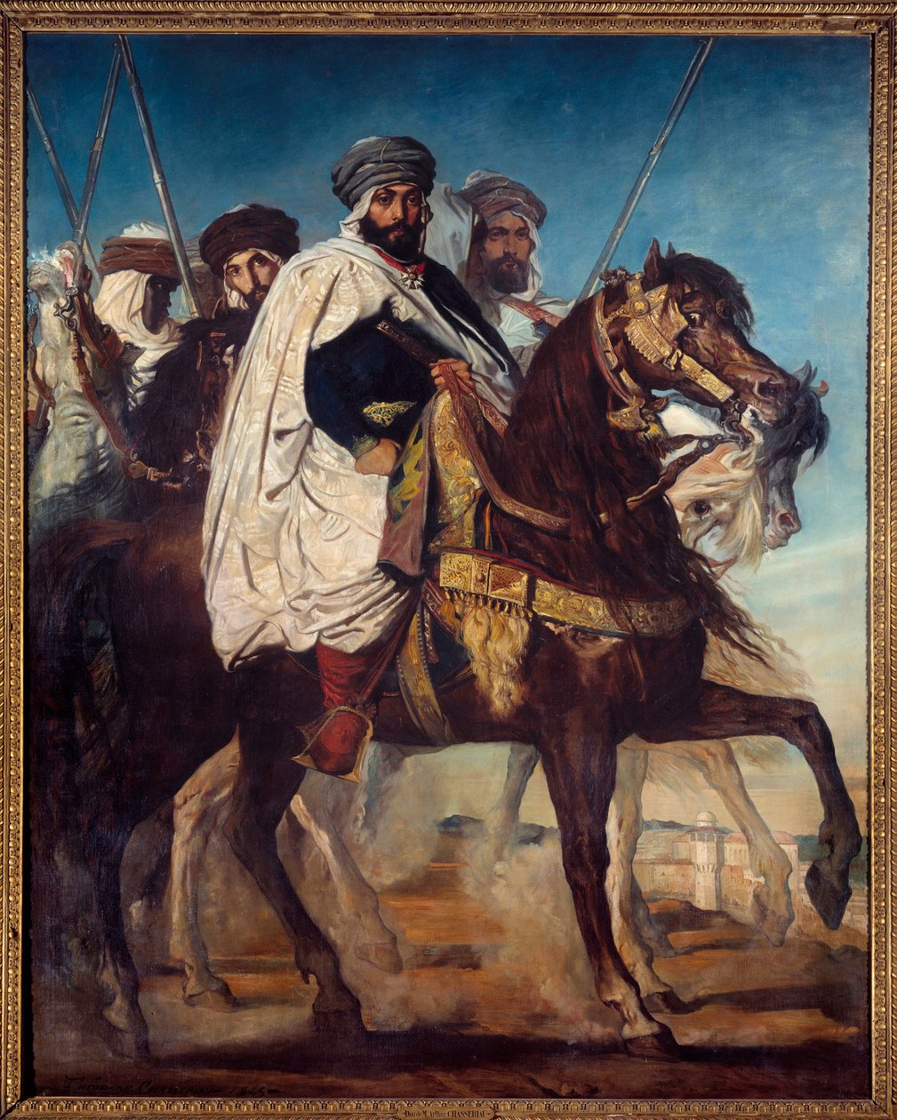 Ali Ben Ahmed, sidste khalife af Constantine og leder af Harakta-stammen efterfulgt af hans eskorte før Constantine Painting af Theodore Chasseriau (1819-1856) 1845 Søn. 3,25x2,6 m af Théodore Chassériau