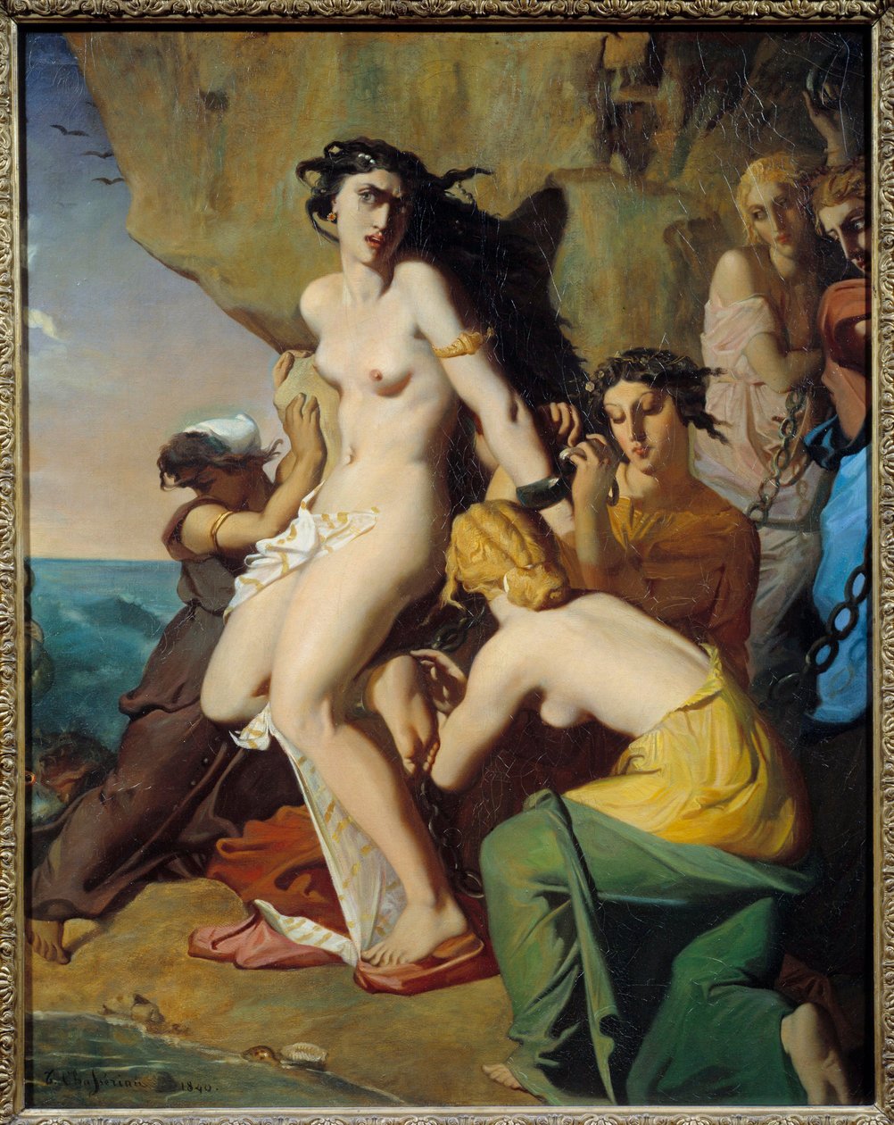 Andromede fastgjort til klippen af Nereides, Maleri af Theodore Chasseriau (1819-1856) af Théodore Chassériau