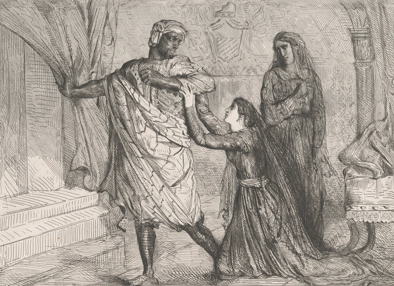 Væk!: plade 7 fra Othello Act 3, Scene 4, ætset 1844, genoptrykt 1900. af Théodore Chassériau