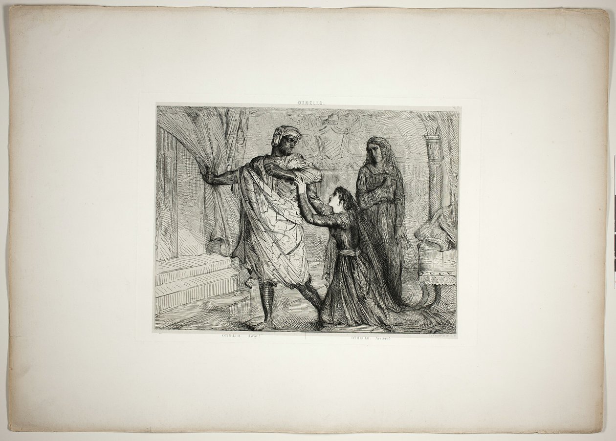 Væk!, planche syv fra Othello af Théodore Chassériau