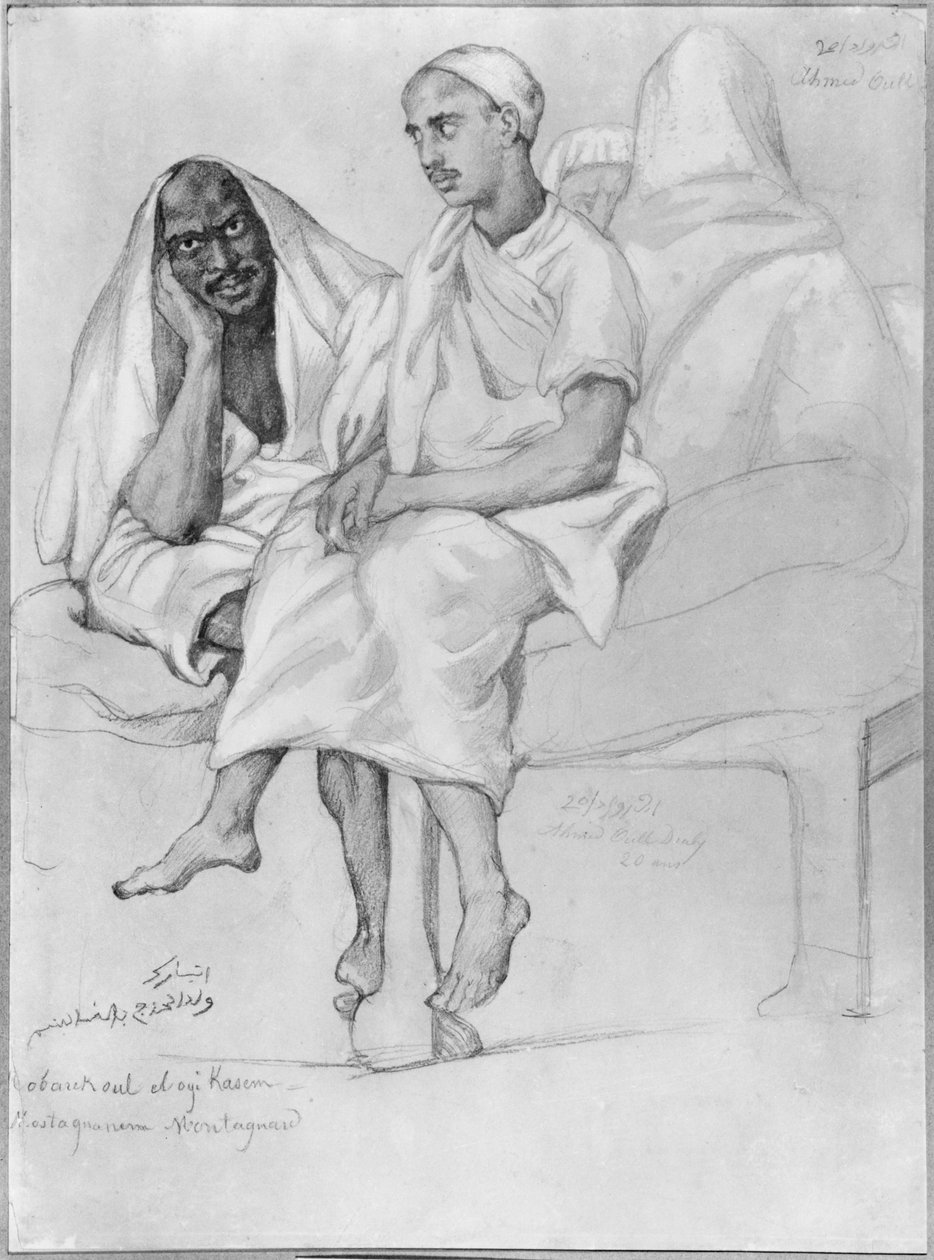 Sort og arabisk fra Mostaganem (blyant og gouache på papir) af Théodore Chassériau