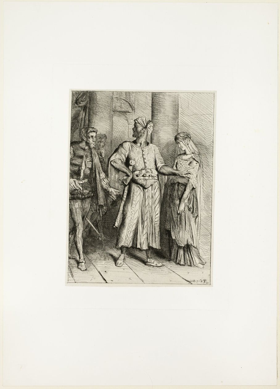 Ærlig Iago, min Desdemona skal jeg overlade til dig, tallerken fire fra Othello af Théodore Chassériau