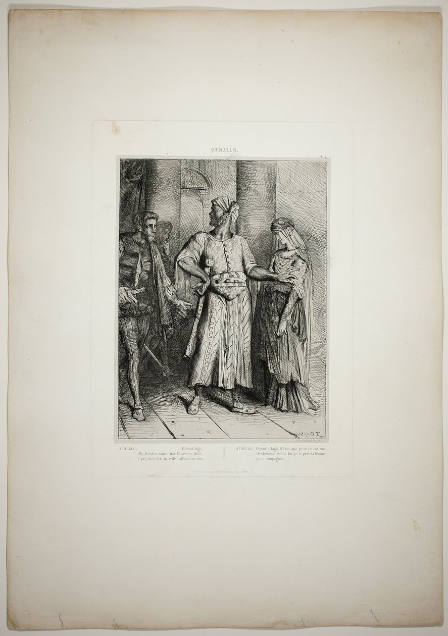 Ærlige Iago, min Desdemona må jeg overlade til dig, plade fire fra Othello af Théodore Chassériau