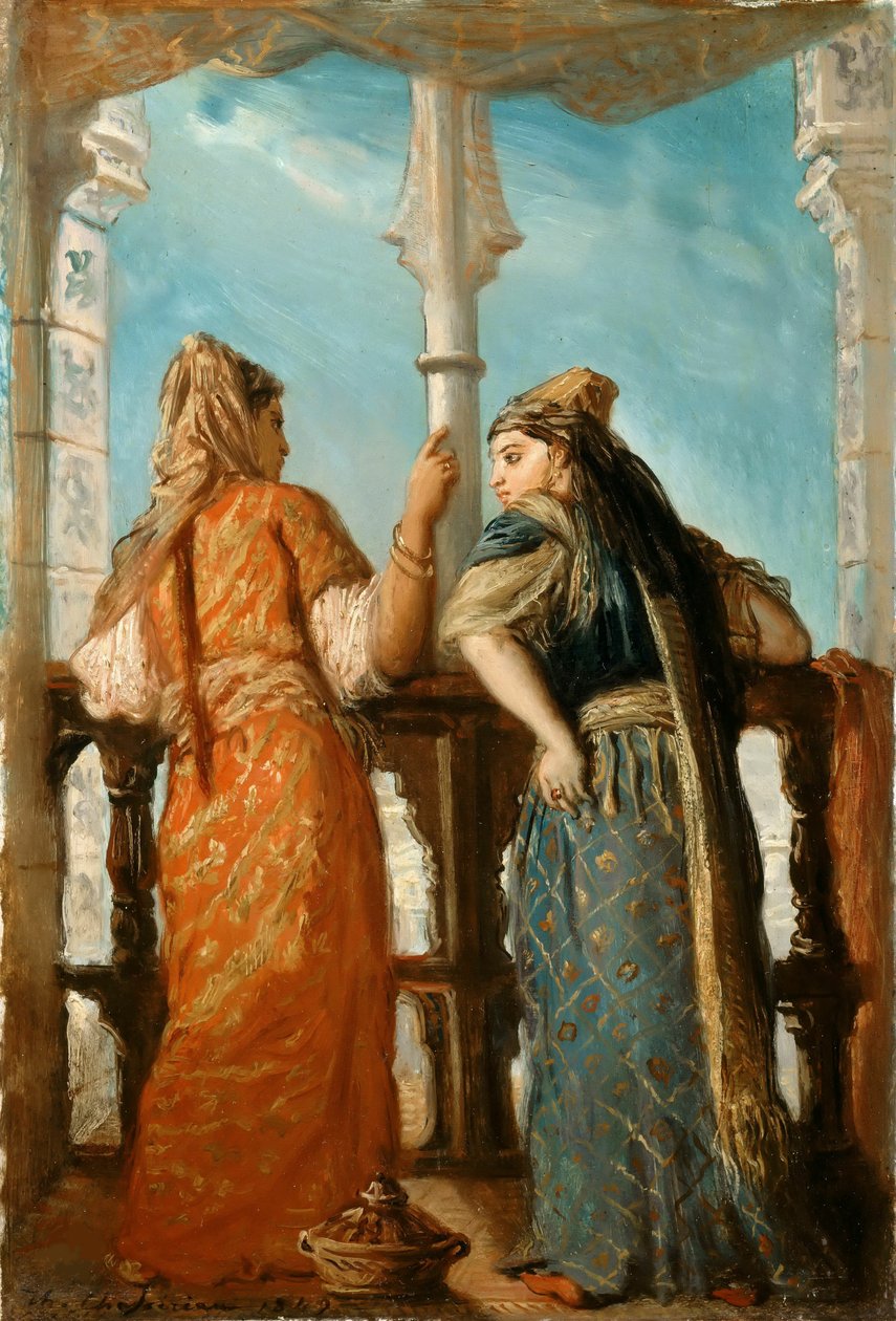 Jødiske kvinder på balkonen, Algier, 1849. af Théodore Chassériau