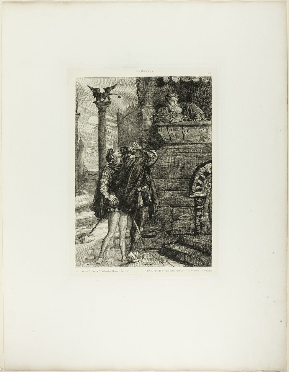 Vågn op! Hvad Ho! Brabantio!plade 1 (akt 1, scene 1) fra Othello af Théodore Chassériau