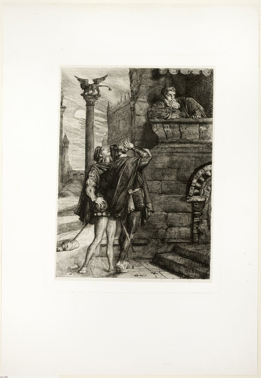 Vågn op! hvad ho! Brabantio! tyve! tyve!, tallerken en fra Othello af Théodore Chassériau