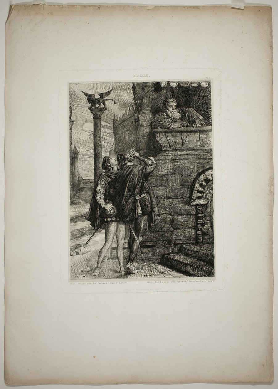 Owake! What ho! Brabantio! Tyve! Tyve!, plade 1 fra Othello af Théodore Chassériau