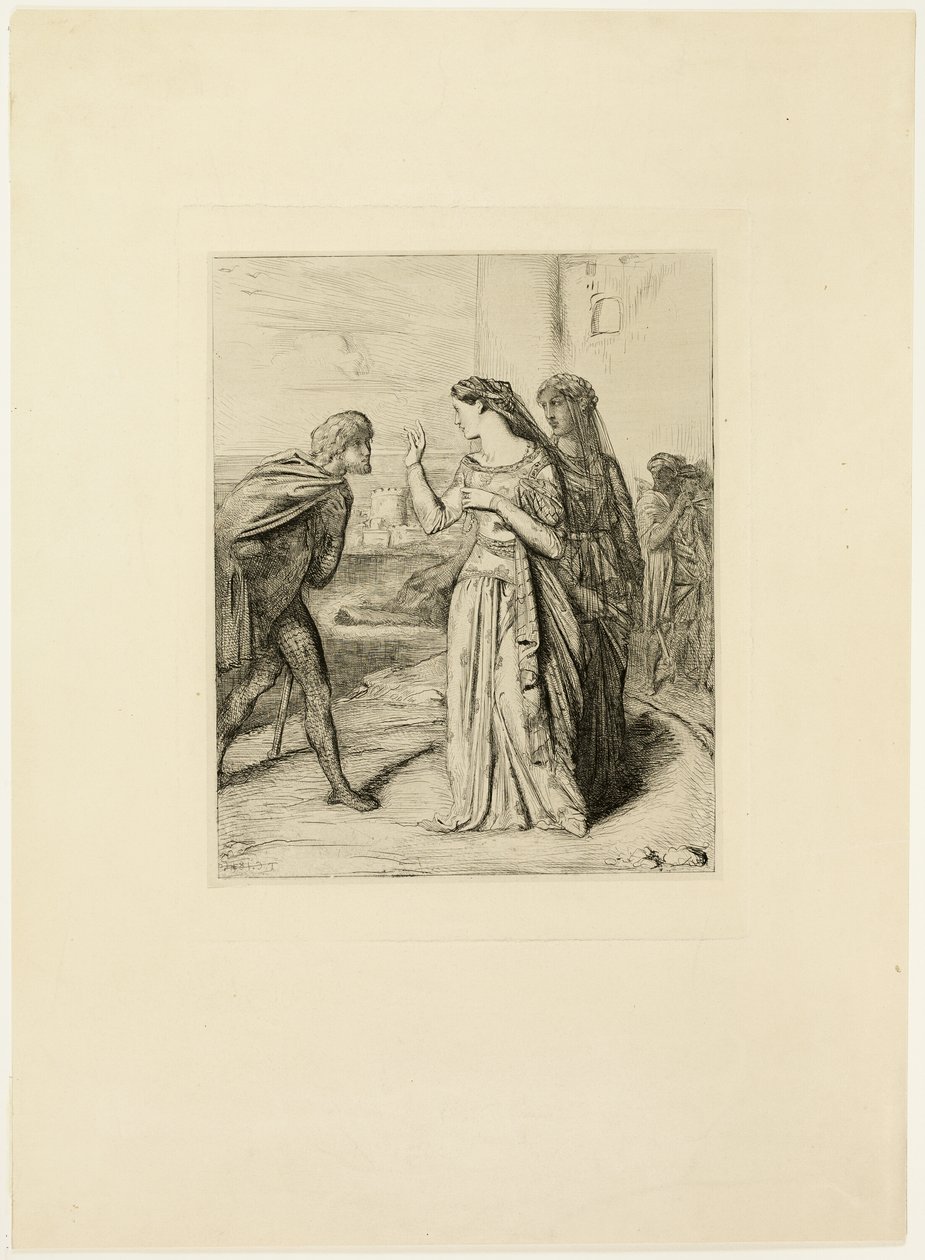 Vær derfor glad, Cassio, tallerken seks fra Othello af Théodore Chassériau