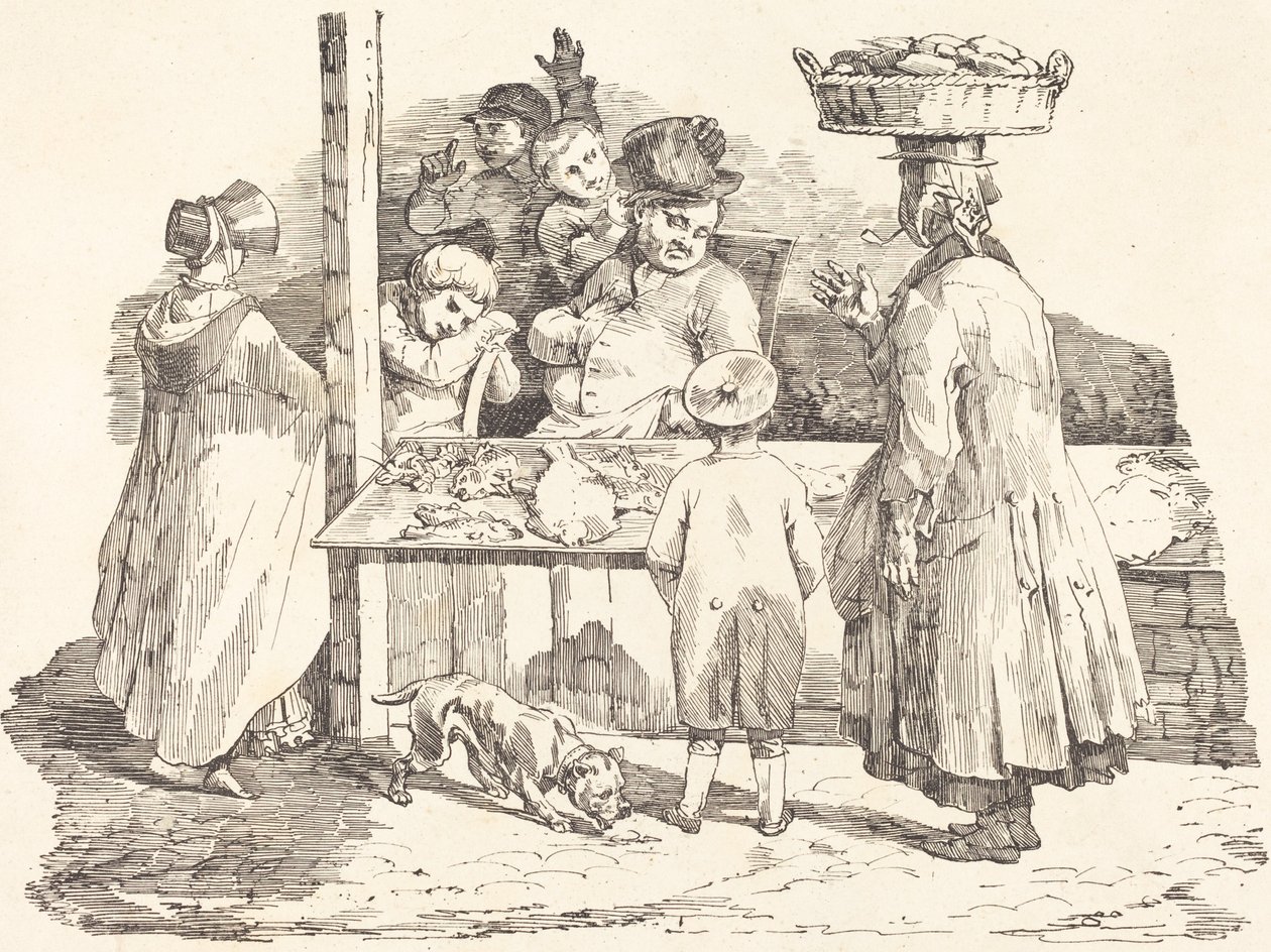 Den døsende fiskehandler af Théodore Gericault and Nicolas Toussaint Charlet