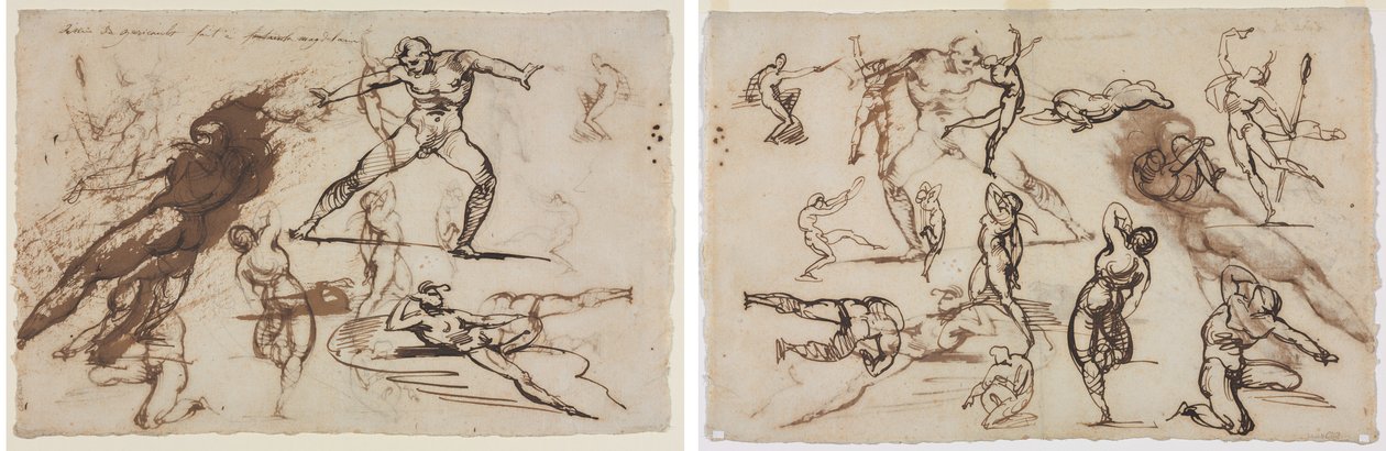 Géricault - Ark med skitser (recto) Ark med skitser (verso), 1819 af Theodore Gericault