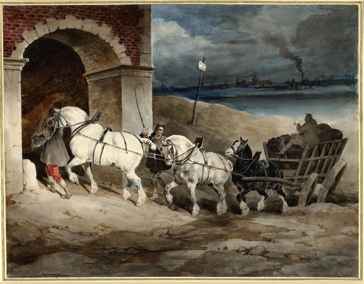 Géricault - Kulvognen, eller Le Chariot, Route de Londres, ca. 1821, 1968,0210.28 af Theodore Gericault