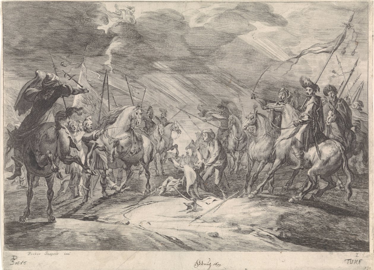 Battlefield Scene Cavalry Combat (serietitel) af Théodorus van Kessel