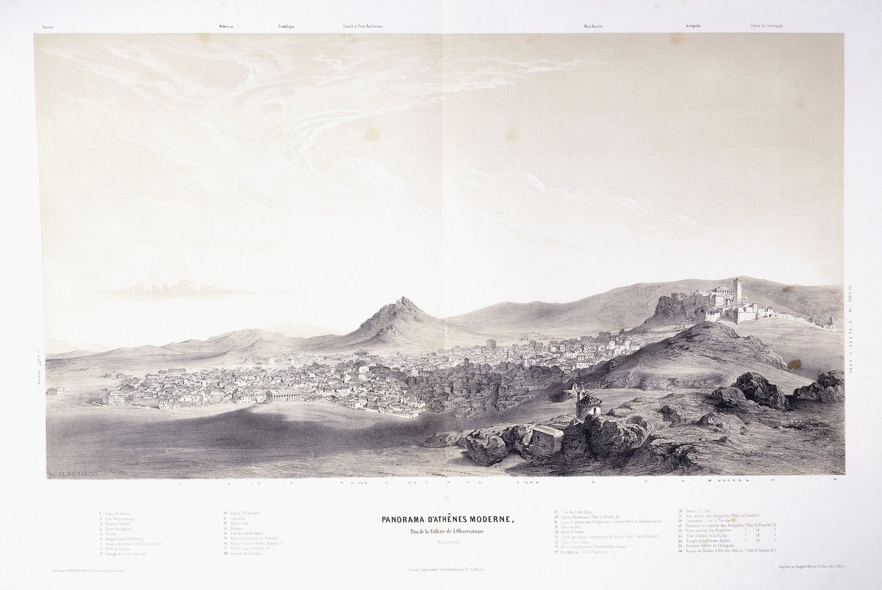 Panorama over det moderne Athen af Théodose du Moncel