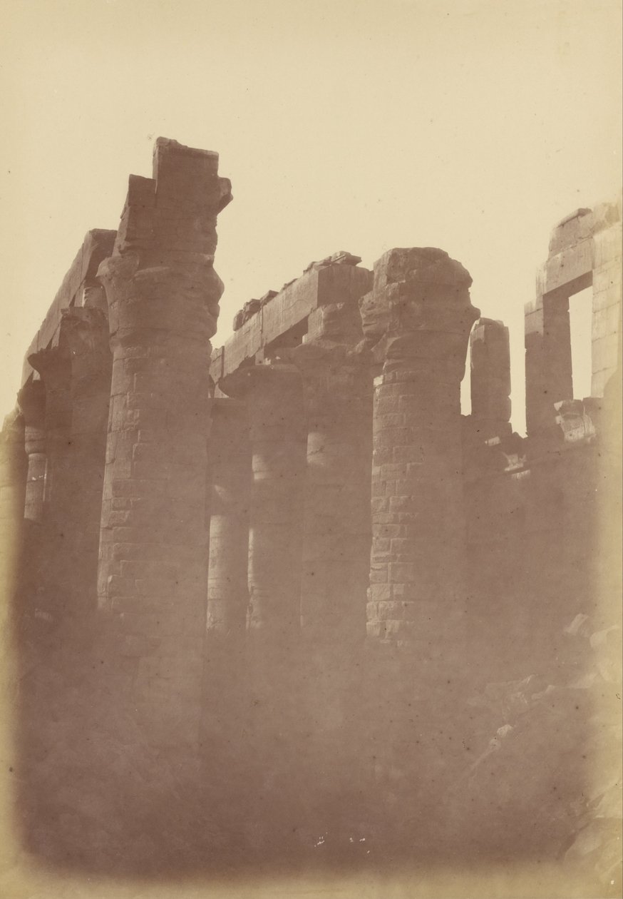 (Luk udsigt over søjlerne i Hypostyle Room, Karnak) af Théodule Devéria