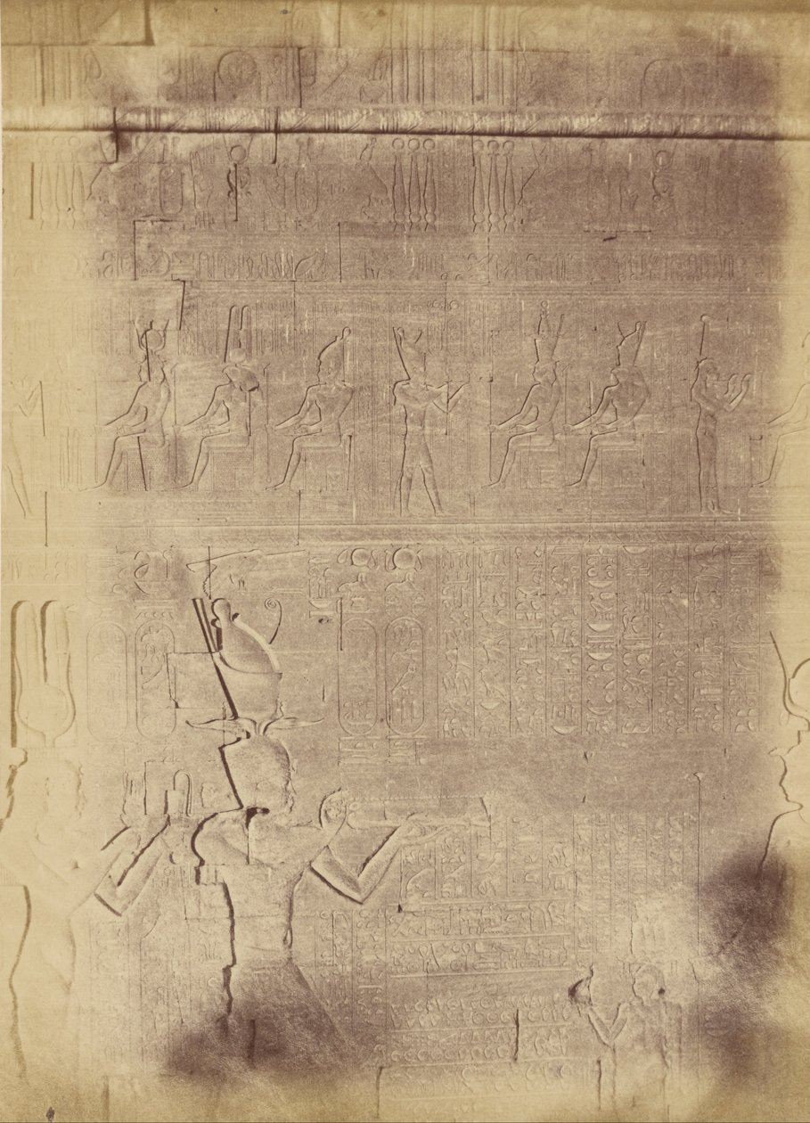 (Nærbillede af hieroglyfiske indskrifter (sandsynligvis i Edfu-templet)) af Théodule Devéria