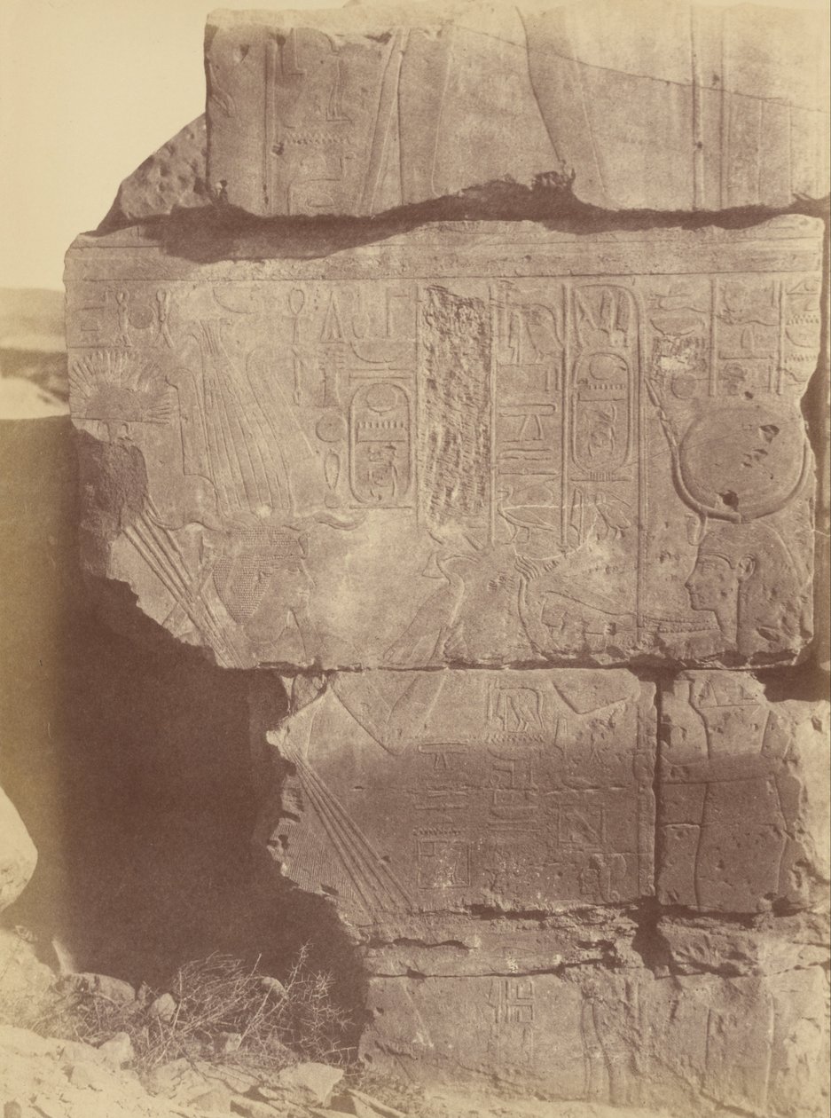 Nærbillede af hieroglyfiske indskrifter og skulpturer, Karnak af Théodule Devéria