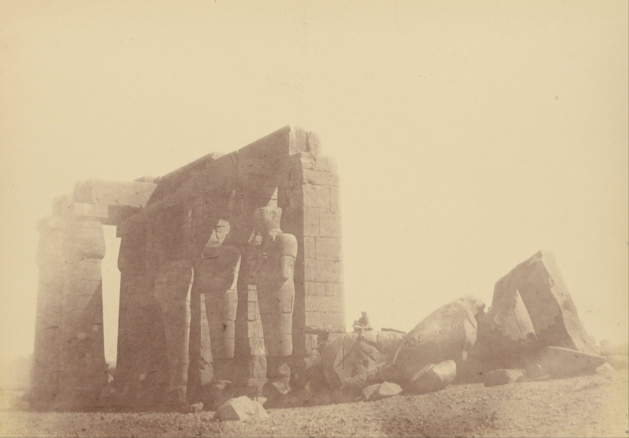 Luk udsigt over kolossen i Ramesseum af Théodule Devéria