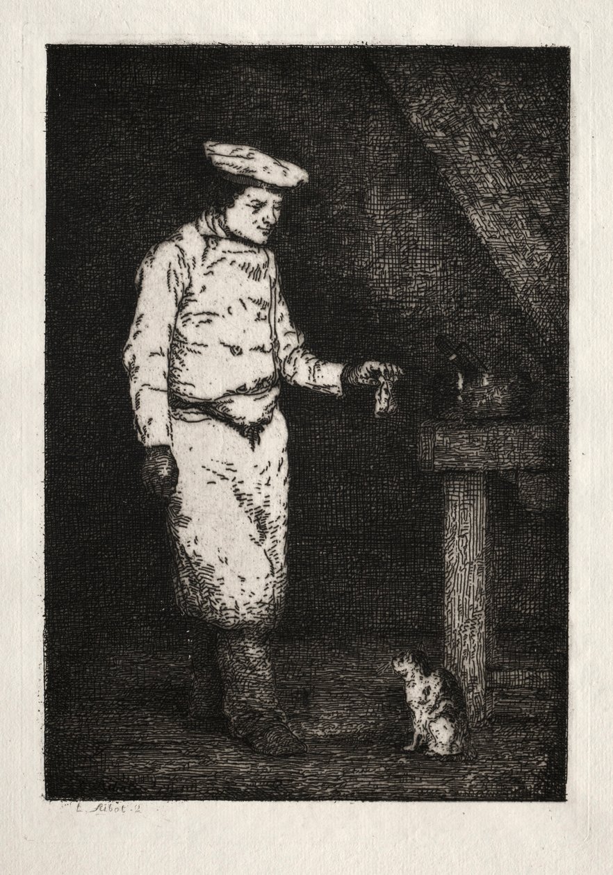 Kattens frokost. af Auguste Theodule Ribot