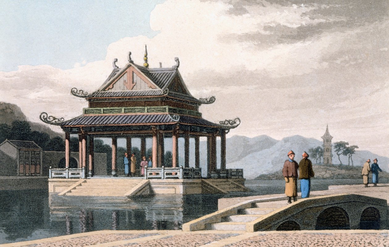 Kinesisk pavillon, 1810 (farvet akvatint) af Thomas und William Daniell