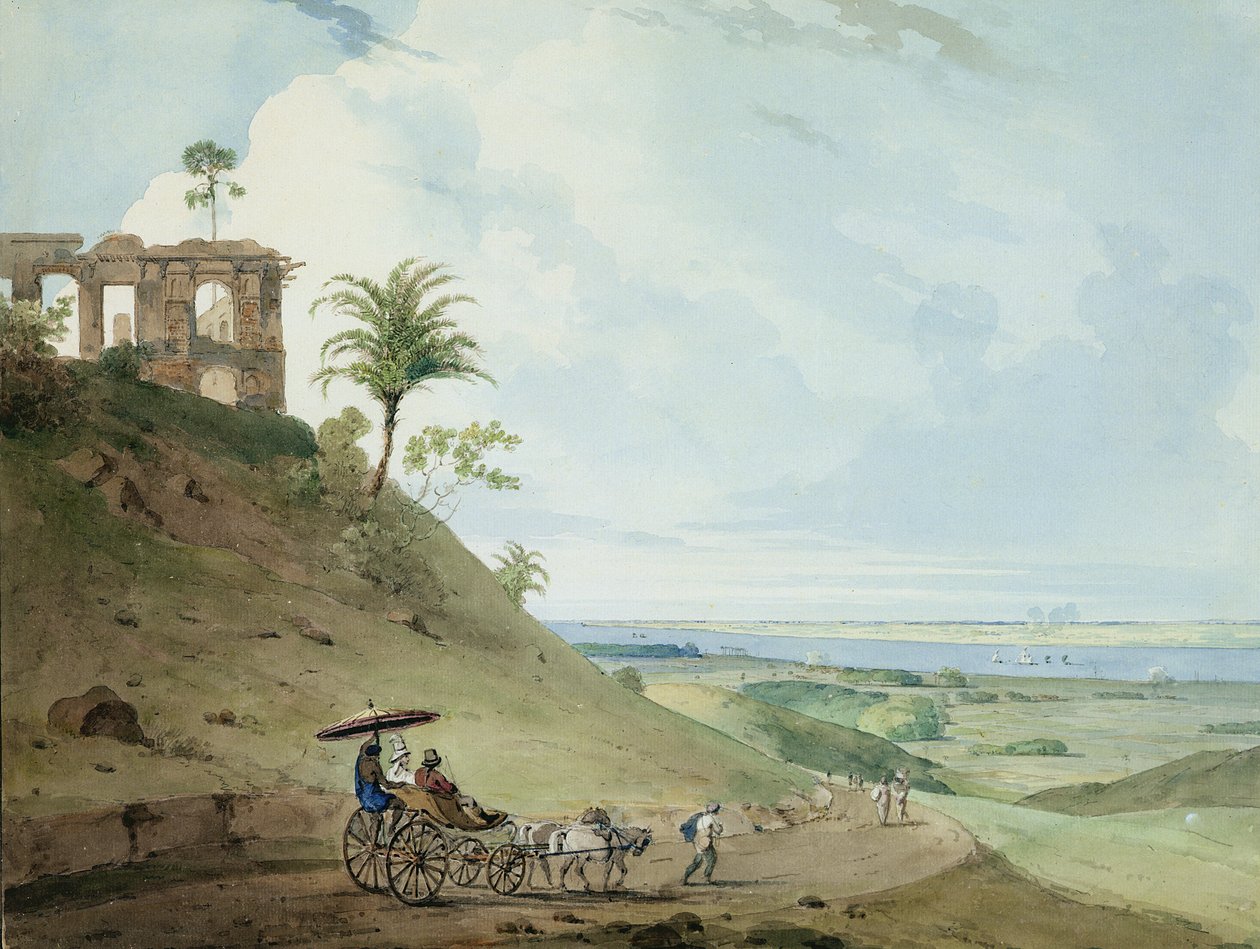 Ruiner på Pir Pihar, nær Monghy, Bihar, 1790 (wc over grafit på papir) af Thomas und William Daniell