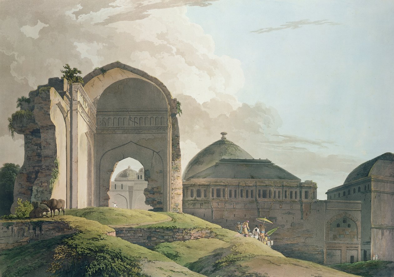 Ruinerne af paladset i Madurai, 1798 af Thomas und William Daniell
