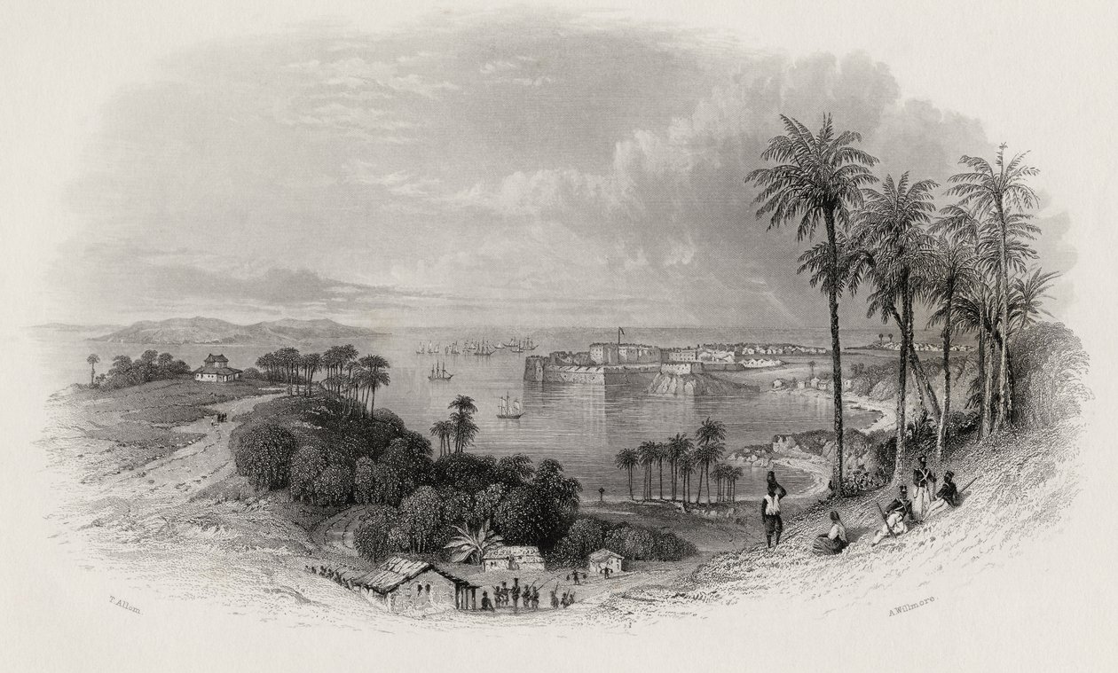 Bombay Indien, graveret af A. Willmore (1814-88) af Thomas Allom