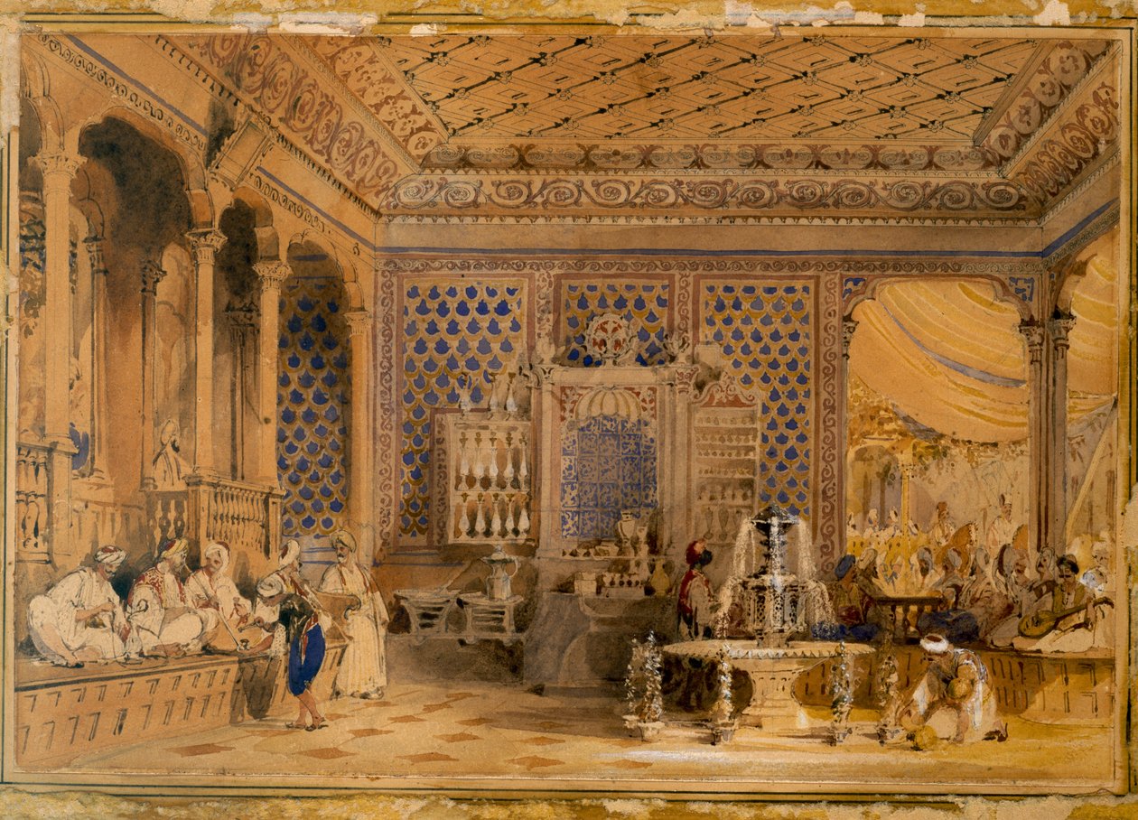Interiør af en tyrkisk kafé, Konstantinopel, 1838 af Thomas Allom
