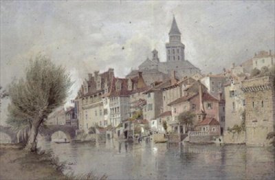 Perigeaux på øen, Basses-Pyrenees af Thomas Allom