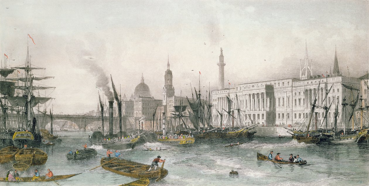 The Port of London (farvegravering) af Thomas Allom
